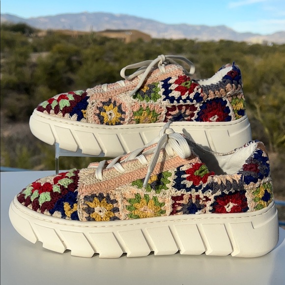 Free People Multicolor Floral Crochet Platform Sneakers - Picture 5 of 12
